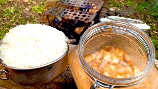 焚火で味噌漬けホルモンと日本昔話盛り御飯とホルモンチャーハン!!