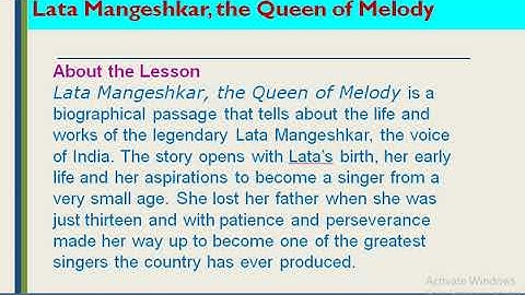 Class 4 Chapter -3 Lata mangesh,the Queen of Melody Introductory Video By Anuradha Chatterjee