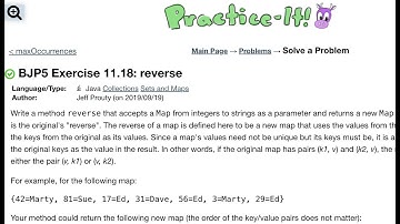 Java Practice It | Exercise 11.18: reverse | collections, sets and maps, hashmap