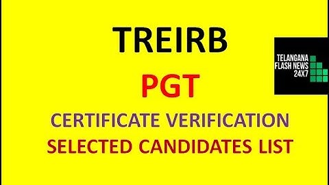 TREIRB PGT CERTIFICATE VERIFICATION | SELECTED CANDIDATES LIST | PGT SOCIAL STUDIES