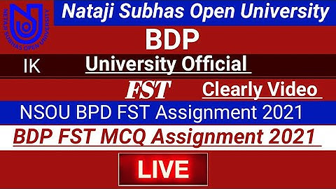 [ NSOU BDP FST MCQ Assignment 2021 ] BDP FST Online MCQ Assignment 2021 || FST MCQ Assignment 2021