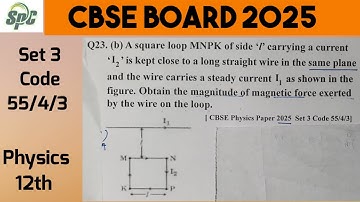 Q23 A square loop MNPK of side l carrying a current i2 is kept close to a long straight wire in the 