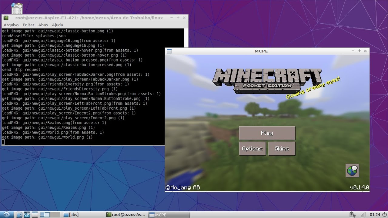 Minecraft PE Rodando No Linux DEMONSTRAÇÃO - YouTube