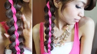 4 Strand Ribbon Braid Headband Hairstyle for Medium Long Hair Tutorial