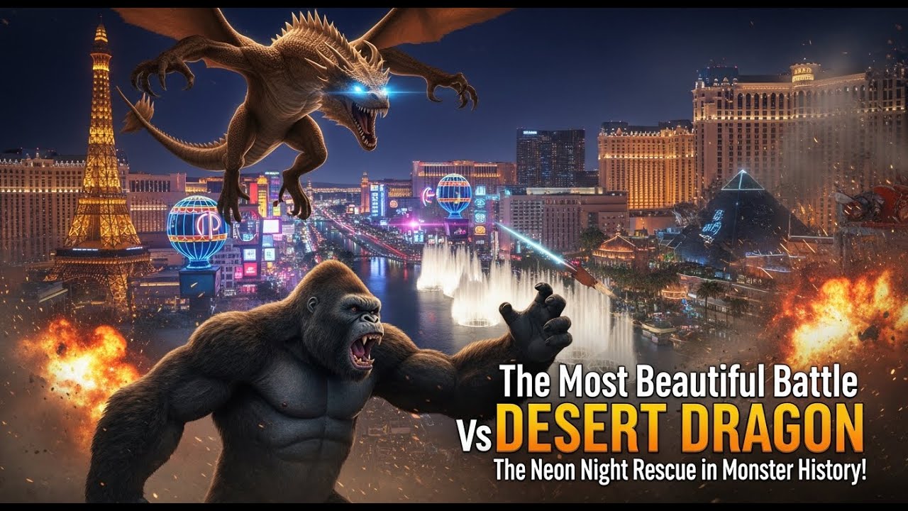 KING KONG vs DESERT DRAGON The Neon Night Rescue in Las Vegas!
