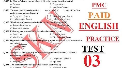 PMC Paid MDCAT ENGLISH Practice Test 3 (2021) PMC ENGLISH TEST with detailed explanation (2021)