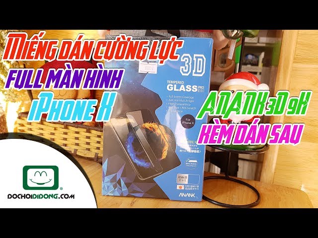 Miếng dán cường lực full màn hình iPhone X ANANK 3D 9H kèm dán sau