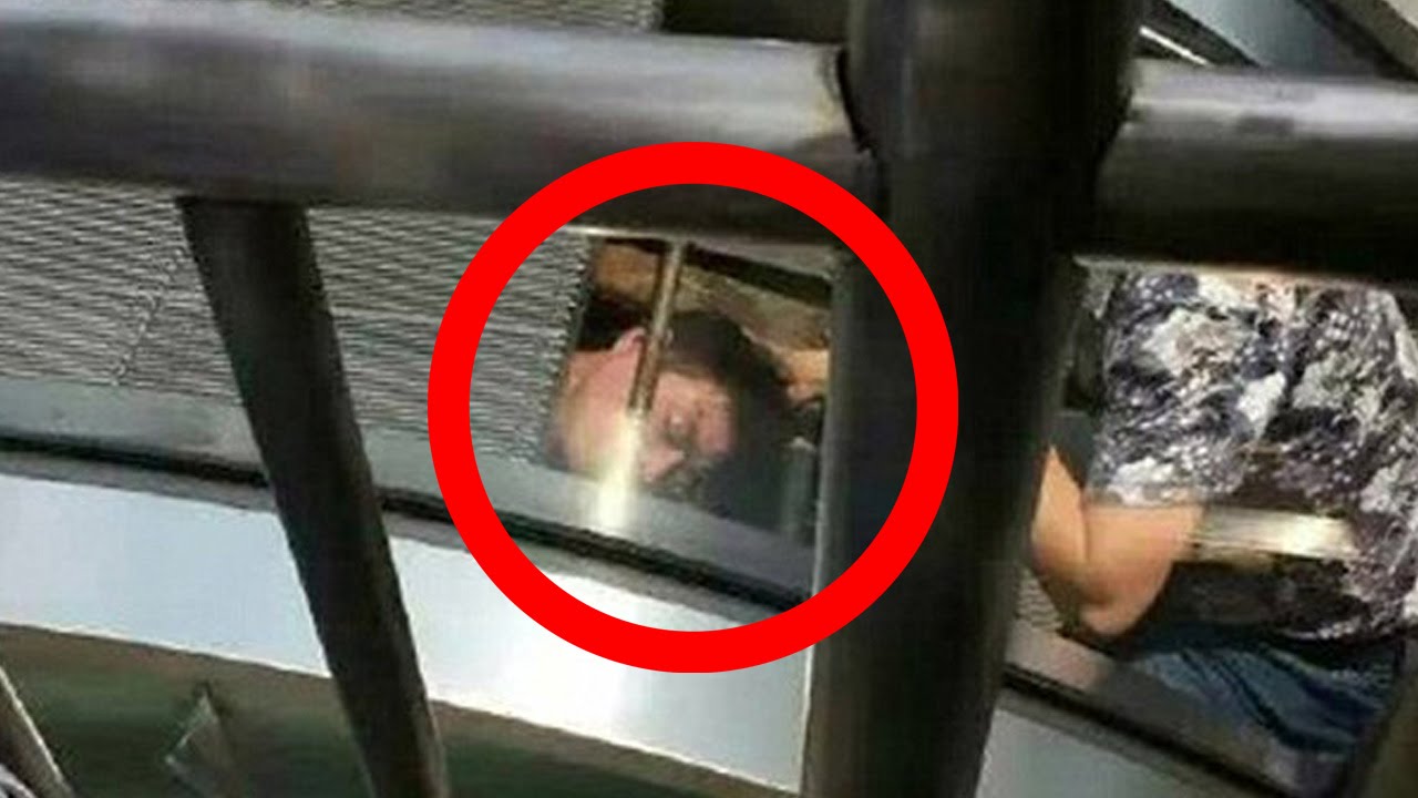Shocking Moment When Man Gets Stuck Inside An Escalator