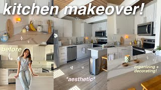 AESTHETIC KITCHEN MAKEOVER! ‍✨ decorate and organize my new kitchen w me!