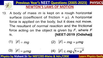 A body of mass m is kept on  a rough horizontal surface (coefficient of friction μ )  #neet2019