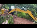 CAT320 NEXT GEN ตัวท๊อป และ HIDROMEK HMK230LC ช่วยกันล้อมต้นไม้มาปลูก excavator