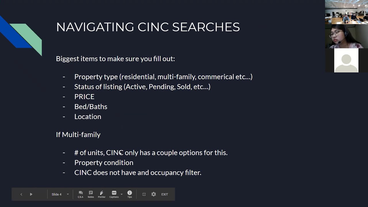 RMLS/CINC Investment Searches