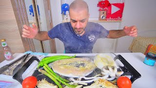 شواء واكل وجبة مأكولات بحرية سمك وحبار ومحار  Seafood grill Mukbang - Boeses Milkfish, Squid & Calms