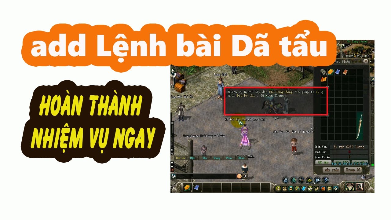 item code ro exe 2022 New Thêm lệnh bài Dã tẩu và chỉnh code hoàn thành nhiệm vụ ngay lập tức | Võ Lâm 1 Linux Offline