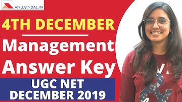 Management Answer Key 04 December 2019 | UGC NET Management Paper 2 | Dec 2019