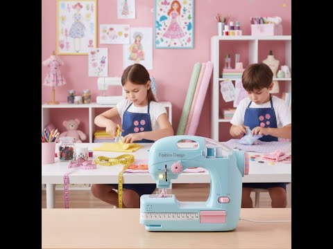 Швейная машинка для девочек детская бытовая техника творческий игровой набор ткань нитки игла свет шьет 2 вида, видео 1