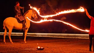 Cavalluna  Land der Tausend Träume Tour 02.03.2024 Stuttgart Pferdeshow reiten Show Feuer Teil 4