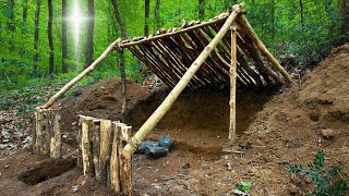 Глубокое строительство хижины в дикой природе - укрытие для выживания