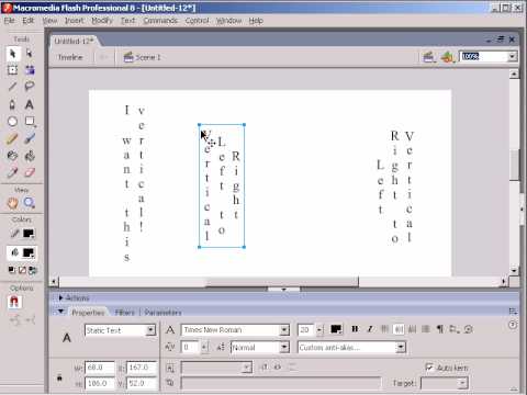 Flash 8 Basics:  Creating vertical text