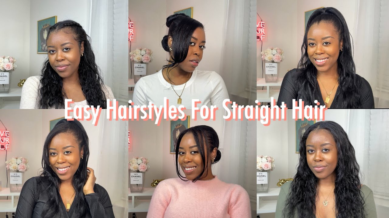 An example of straight hair styles, daily simple and easy to learn  hairdressing ...#daily #easy #hair #hair… | Long hair styles, Medium hair  styles, Easy hairstyles