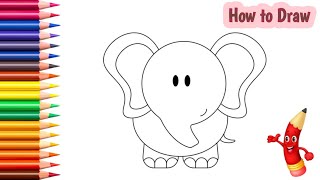 How to Draw Elephant Step by Step for Beginners  | Hathi ka chitra | Purprize Zee
