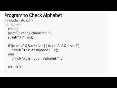 CS201/EL210/ME210 C Program to Check Whether a Character is an Alphabet ...