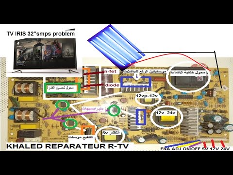 REPARATION TV IRIS 32 LCD PROBLEM ALIMENTATION AVEC EXPLICATION DE A Z 