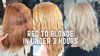 Hair transformation: red to blonde in under 3 hours  color correction tutorial