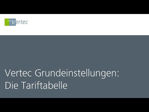 Vertec Grundeinstellungen - Die Tariftabelle