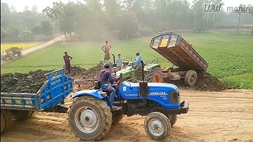 Eicher 557 | Sonalika DI 35 Rx | Both Tractor Amazing Facilities Unloading Soil With Help Hydraulic