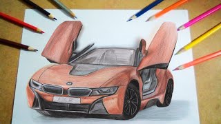 BMW I8 - DESENHO REALISTA - Passo a Passo - Speed Drawing Cars - Carros - Arts_FR