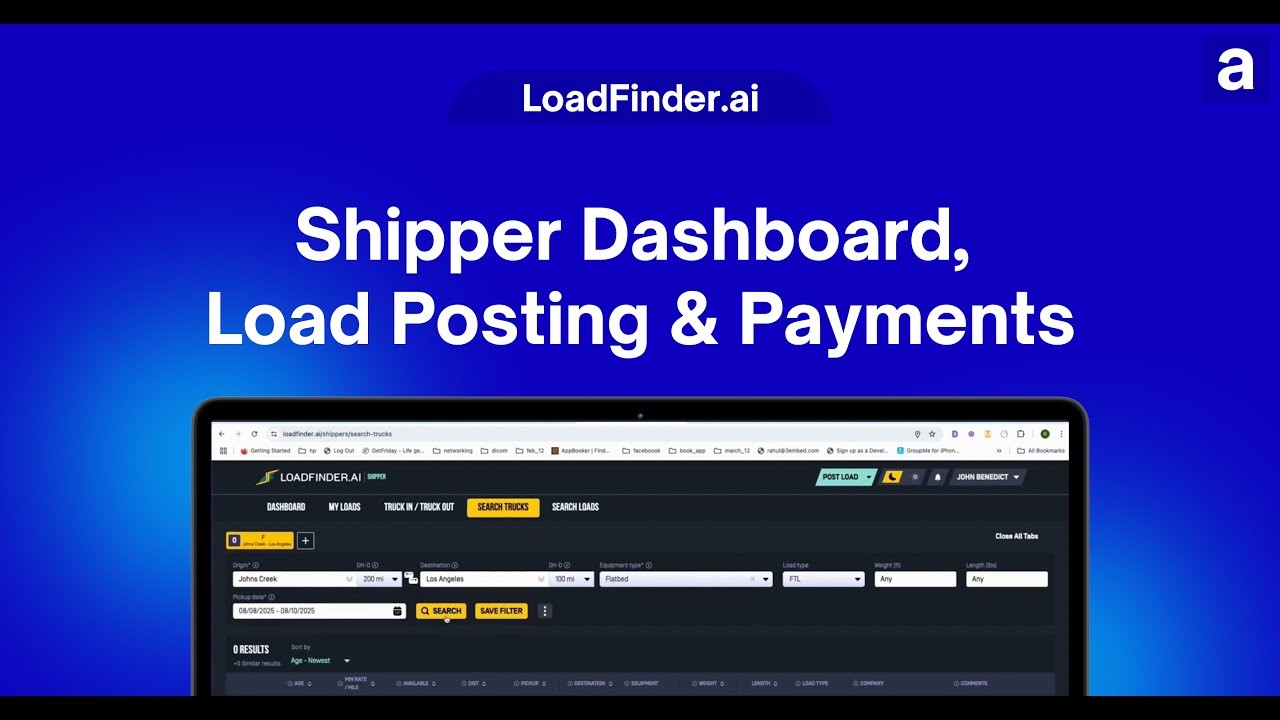 Load Posting Loadfinder.ai | Shipper Dashboard, Load Posting & Payments Demo - YouTube