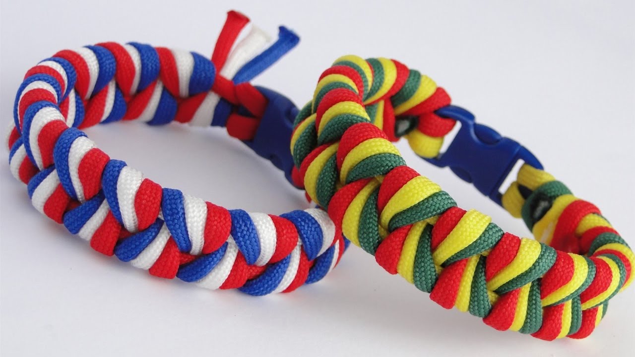 How to an Easy 3 Strand Braid/3 color Bracelet- Suggested Design: Rasta Colors - YouTube
