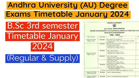 Andhra university Degree 2nd Year 1st semester Timetable 2024 || AU degree 3rd sem Exams timetable