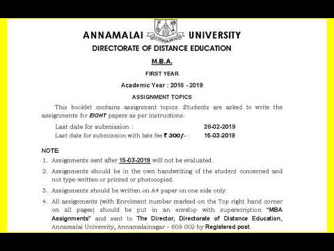 annamalai university assignment front page