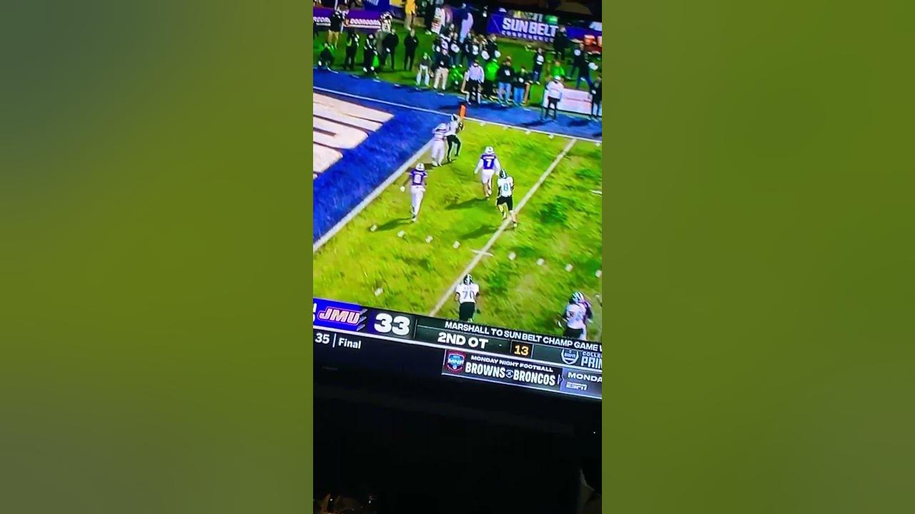 Marshall gamewinning two point conversion in OT to beat jmu and to go