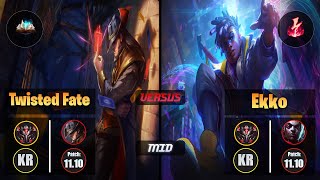 GrandMaster TWISTED FATE [Unsealed Spellbook] (Mid) VS  EKKO - Grandmaster KR Patch 11.10