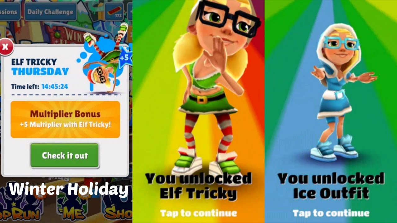 Subway Surfers Winter Holiday Elf Tricky Thursday Multiplier Bonus! 