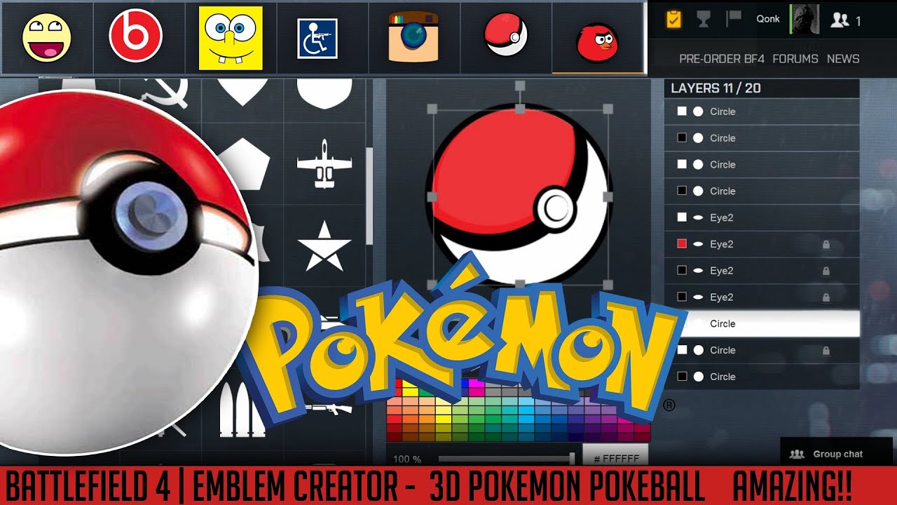 battlefield emblems creator 3d pokeball pokemon qonkey youtube