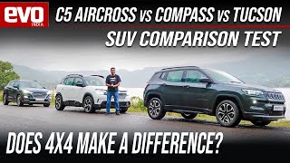 2021 Citroen C5 Aircross vs Jeep Compass vs Hyundai Tucson | SUV comparison test | evo India