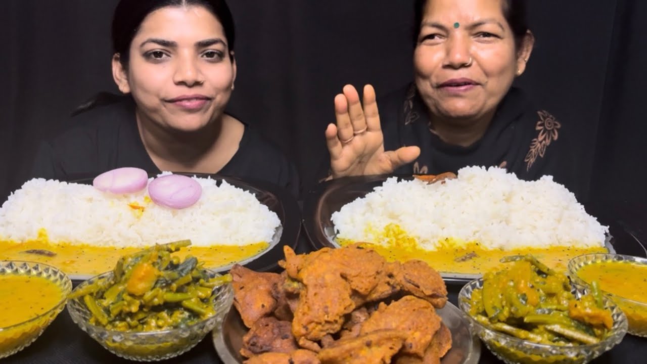 Bigbites Dal Chawal + Saag + Bhajiya = Perfect Combo mukbang 
