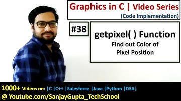 38 Graphics in C | Find out color of particular pixel position using getpixel( ) function in turbo c
