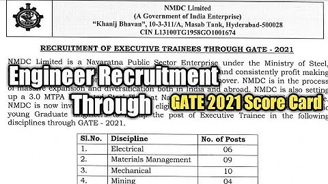 Engineer Entry Through GATE (2021Score Card) NMDC Limited (PSU)2022/No written/sal-60,000/apply now