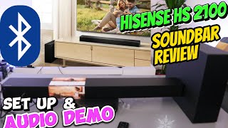 HISENSE HS2100 2.1 Wireless Compact Soundbar Review| HISENSE HS2100 Unboxing + Setup with Audio Demo