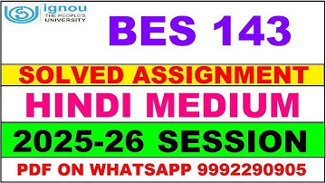BES 143 solved assignment 2025-26 in Hindi || bes 143 solved assignment 2026 || bes143 2025-26