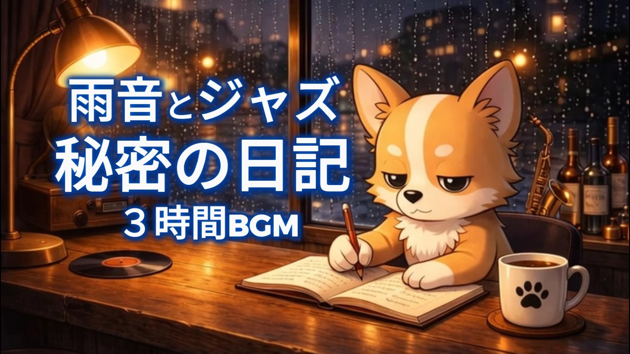 3時間｜雨音ジャズ☂秘密の日記を書く静かな夜 ✍️ Rainy Night Jazz for Relax & Study