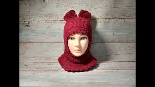 Детская шапка-шлем-бант спицами Детская шапка-шлем-бант спицами