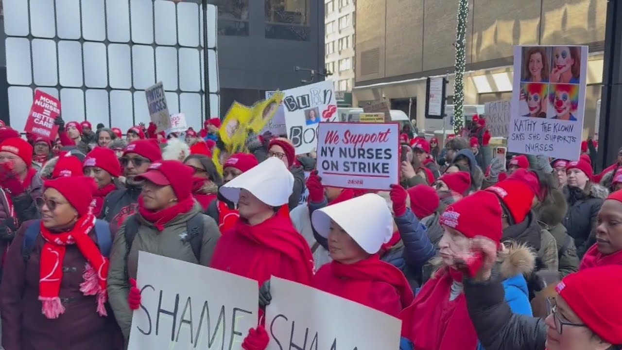 Nurses march to Hochul's office to demand action as strike enters 4th week