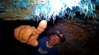 Miner Malcolm finds a CAVE OF BLUE CRYSTALS ! CHALCANTHITE
