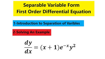 Separable Variable Form Differential Equation First Order